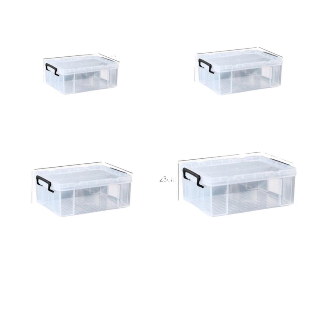 Manufacturer's Clear Low-Profile Under-Bed Storage Box for Clothes.