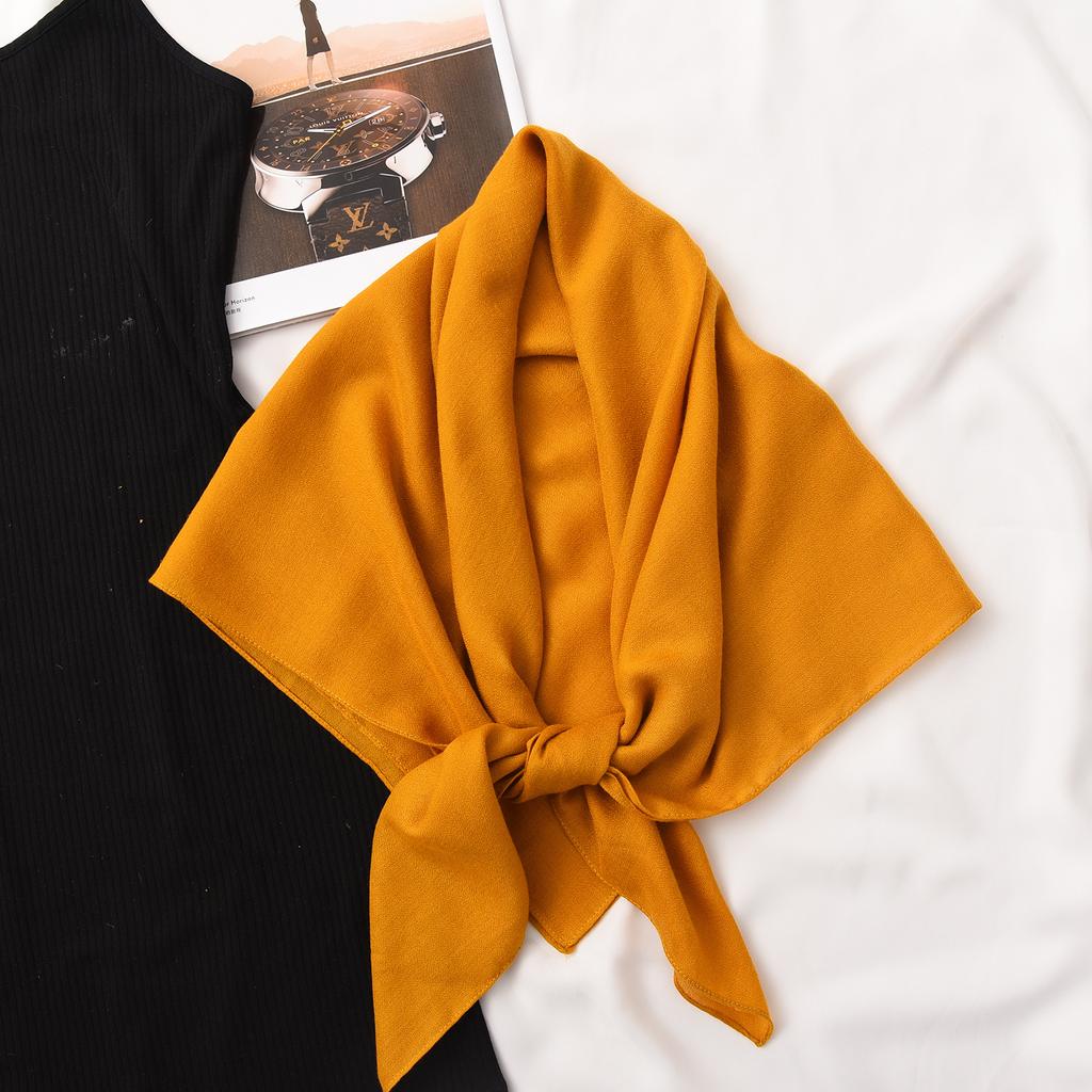 Head Scarf Solid Color Versatile Silk Scarf Women's Summer Air-conditioned Room with Cotton and Linen Shawl Simple Temperament Scarf