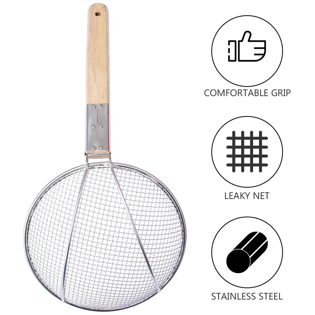 Kitchen Filter Home Strainer Noodle Stainless Steel Skimmer French Fries Bamboo