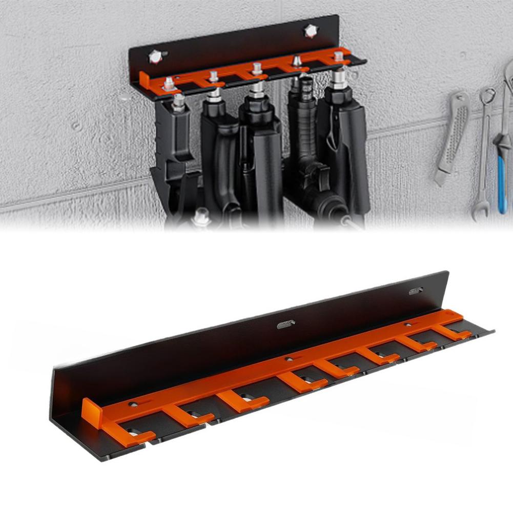Garage Workshop Pneumatic Tool Rack Wall Mounted Organizer Space Efficient Iron Construction Holds Multiple Tools