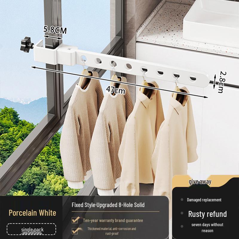 Invisible Balcony Folding Clothes Drying Rack - Anti-Theft, Outdoor & Window Guard Rail Drying Pole.
