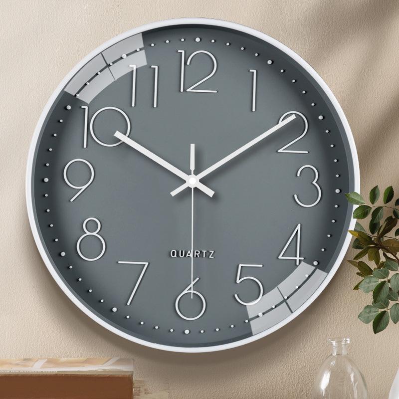 12-Inch Simple Round Clock Wall Clock Living Room High-End Home Bedroom Clock Wall Decoration Clock