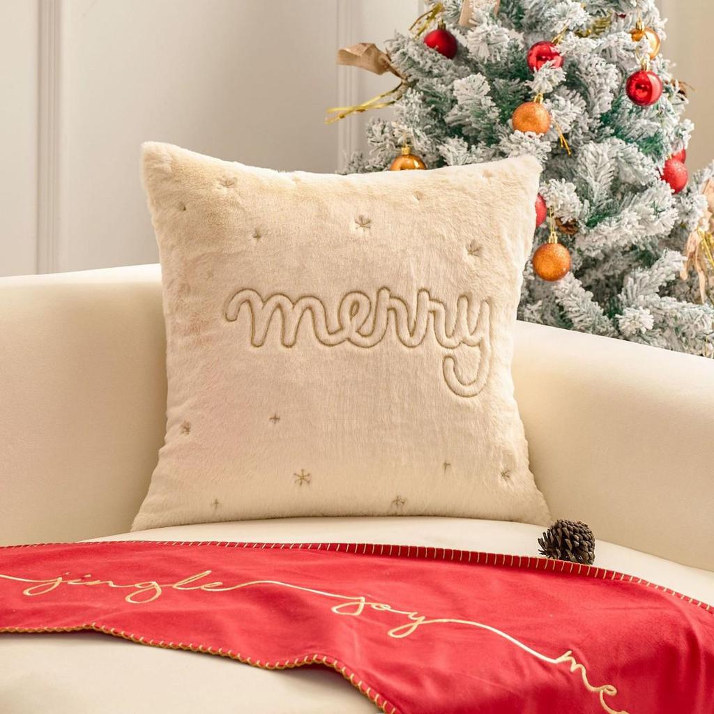 Modern Simple Christmas Embroidered Pillow Cover for Living Room Sofa