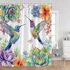Birds Shower Curtains Parrot Hummingbird Cute Animals Tropical Leaves Spring Bathroom Curtain Polyetser Home Decoration For Bath