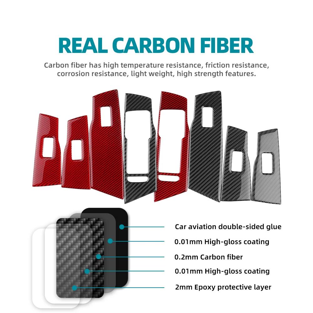 Carbon Fiber Window Switch Panel Frame Cover for Volkswagen Polo 2018-2026 LHD RHD Interior Trim