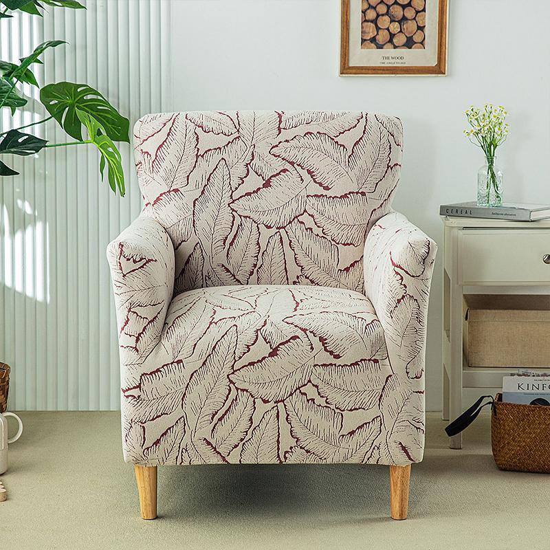 

Чехол на клубное кресло с жаккардовым узором Листья , утолщенный, из стрейч-велюра (chenille), чехол на кресло-тубус, эластичный чехол на одноместный диван-софу для гостиной