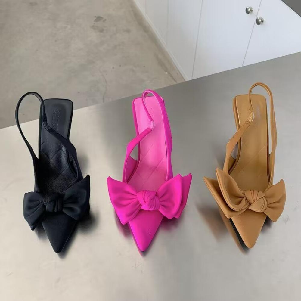 Fashion Women Shoes Summer New Butterfly Knot Women Slingbacks Heels Shoes Sexy Dress Thin Heel Pointed Toe Ladies High Heels Pumps