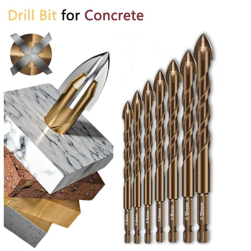 12 Stück Kreuz Sechskant Fliesenbohrer Legierung Bohrer Glas Keramik Holz Beton Lochbohrer Für Metall Holz Bohren Bereiche Von 3mm Bis 12mm
