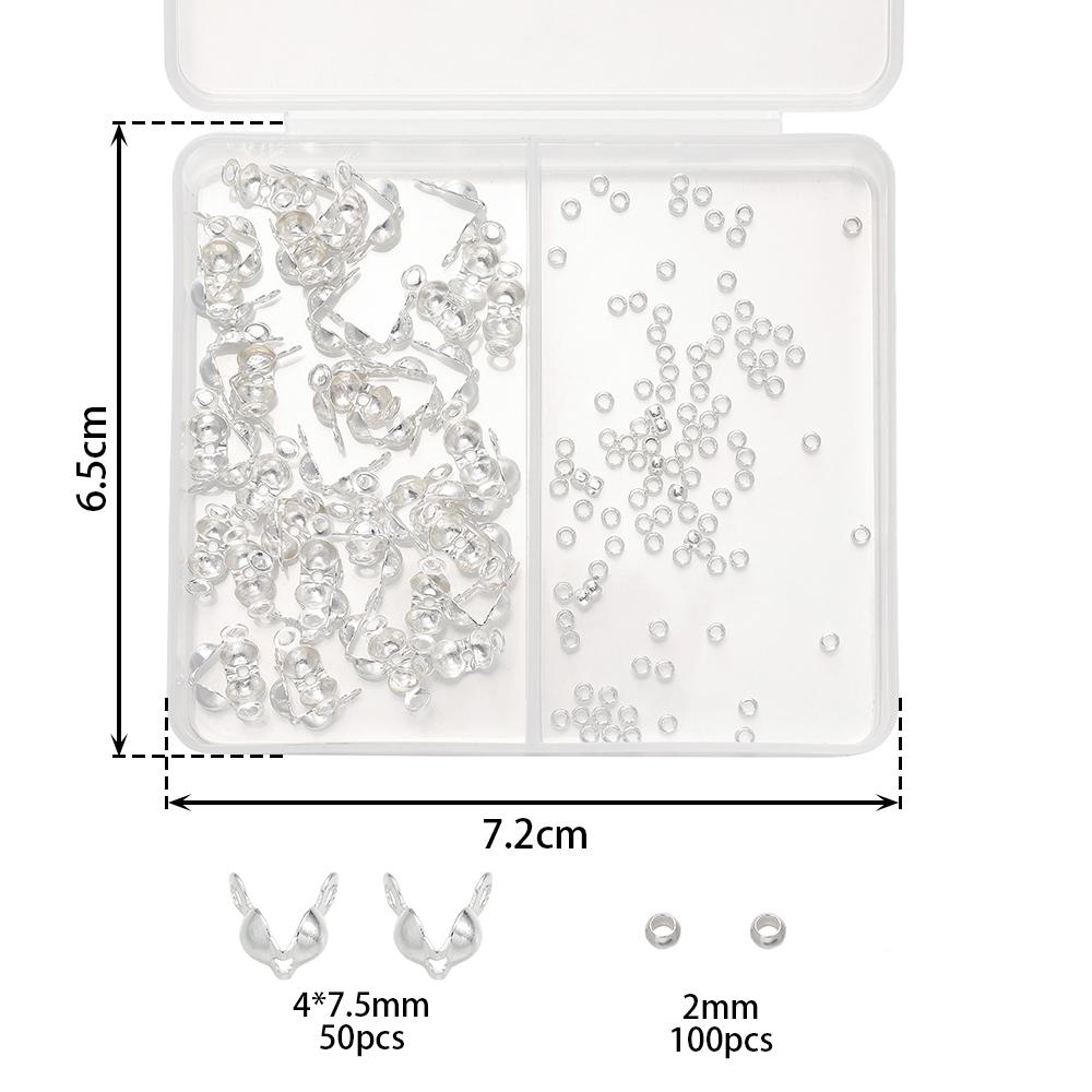 

1Box 2-Grid 18K Gold Color Plated Connector Clasps Crimp End Beads Sets For Diy Bracelet Necklace Jewelry Making Accessories срібний
