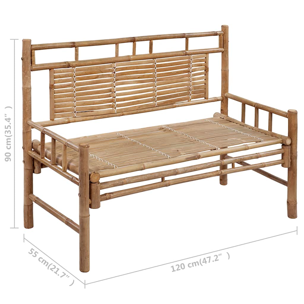 Garden Bench with Cushion 120 Cm Bamboo