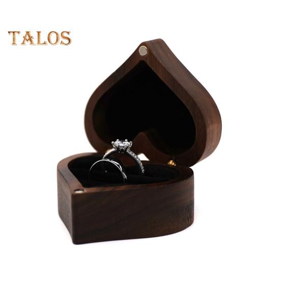 

Подарункова коробка з дерев’яним кільцем у формі серця, м’яка підкладка, портативна персоналізована вінтажна дерев’яна скринька для ювелірних виробів, тримач для обручок E