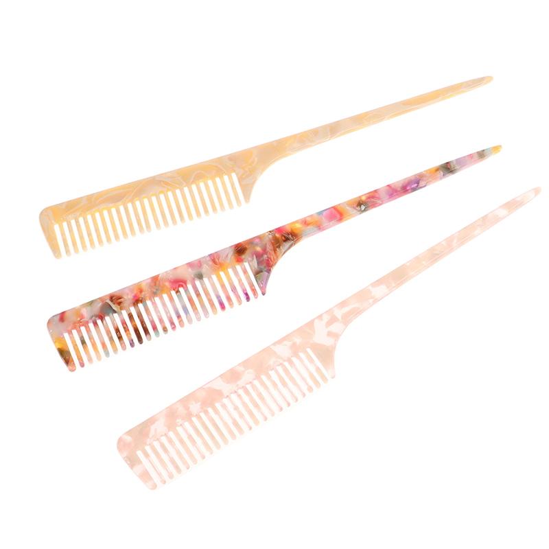 High Quality Acetate Korean Style Simple Marble Texture Long Handle Pointed Tail Comb Anti-Static Hairdressing Comb