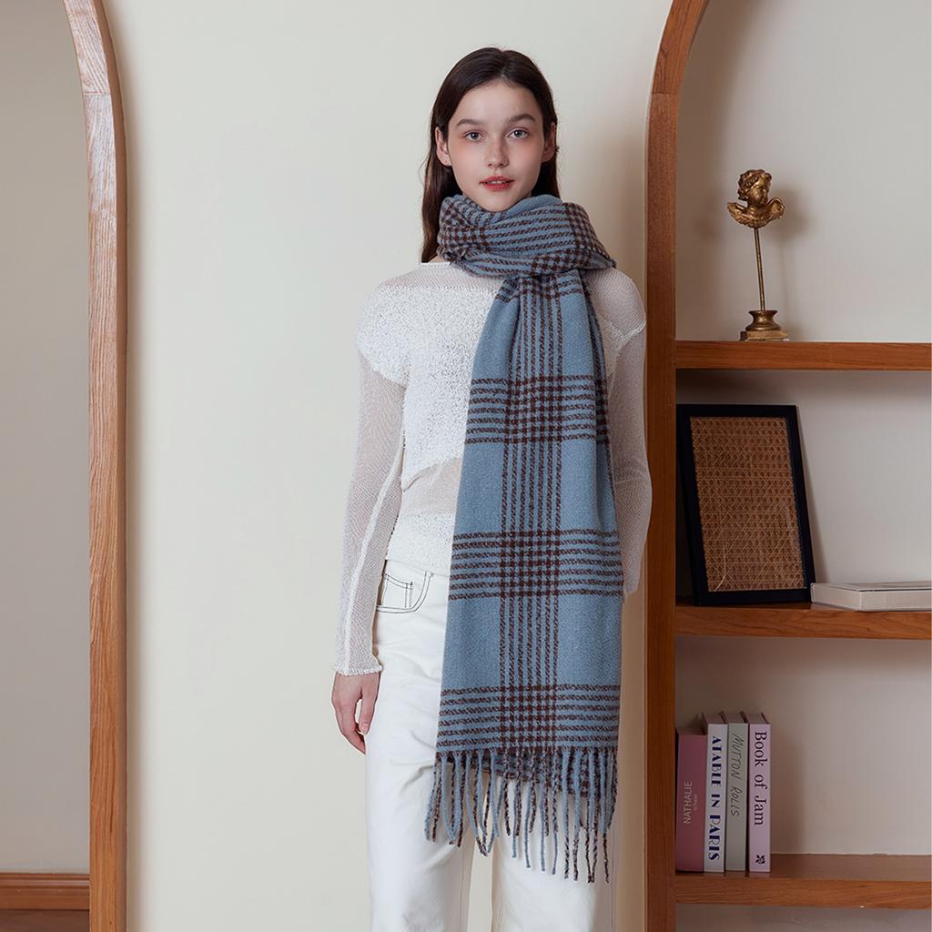 Retro British Plaid Imitation Cashmere Scarf Women's Shawl Autumn and Winter Warm Scarf
