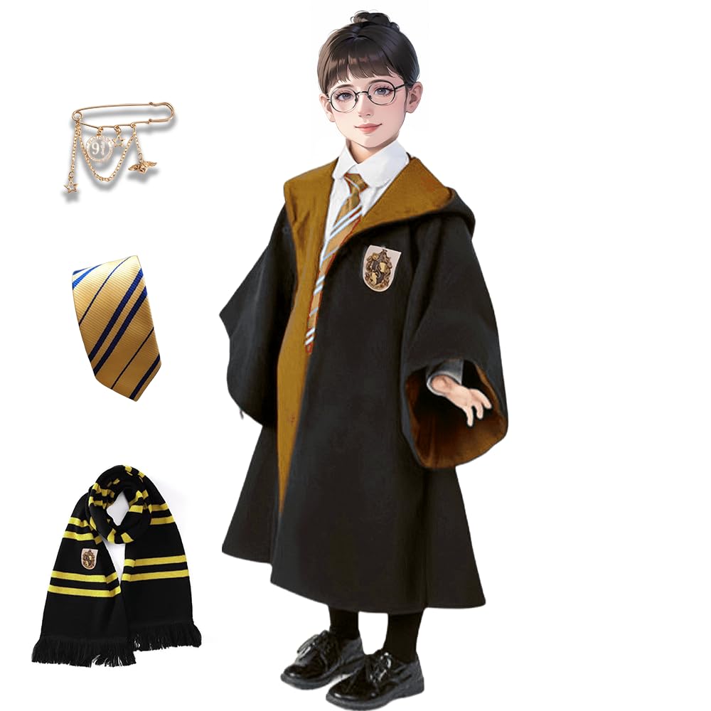 

Костюм Гарри Поттера Гриффиндор Слизерин Хаффлпафф Рейвенкло Косплей Костюм Маскировка Костюм День рождения Хэллоуин Рождество Хаффлпафф [Dingtop] (XL,