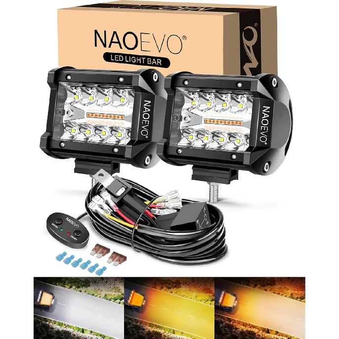 NAOEVO 4 Zoll 2 Stück LED Pod Lichter Spot Flut Combo LED Nebel Fahrlicht 4x4 Offroad Lichter Arbeitsleuchten für LKW Boot ATV UTV Jeep