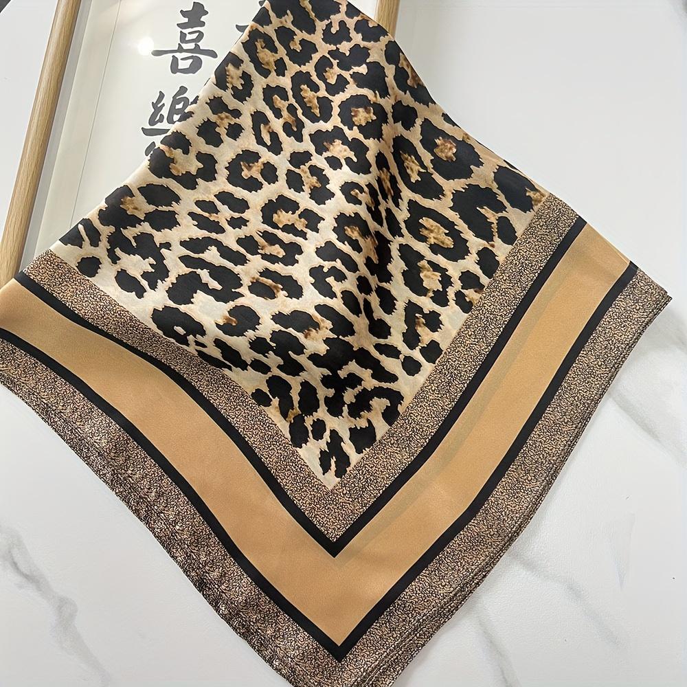 Light Luxury Leopard Print Bandana, bohemian style non-elastic scarf. Versatile headwear and neckwear for everyday wear