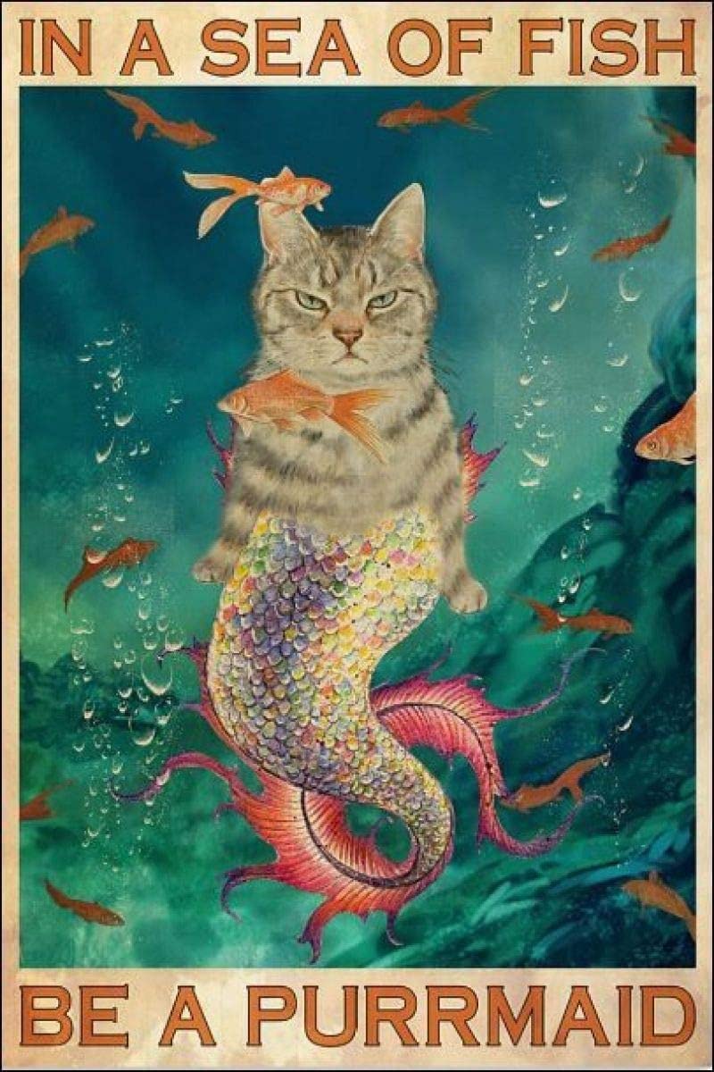 

WEIKJHH Retro Sign Funny Mermaid 20cm x 30cm Tin Sign Wall Decor Poster Home Restaurant Garage Cafe Art Metal Sign Gift Gift (Small Shop) Couple s