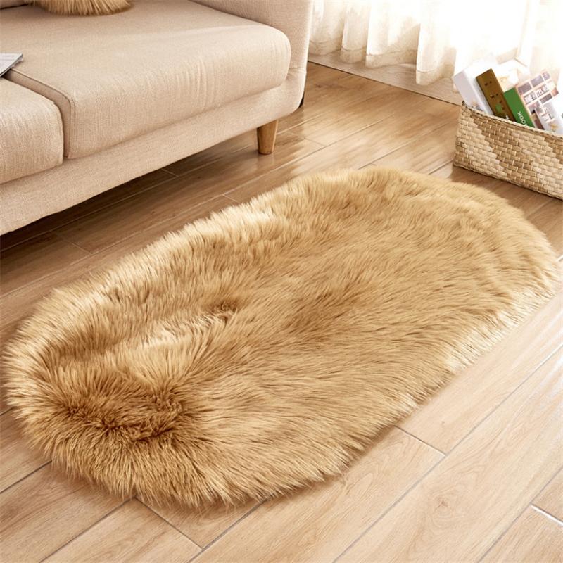 

Red Blanket Faux Fur Imitation Wool Rug Floor Pure Color Rugs Sheepskin Carpets For Living Room Bedroom 300MMx400MM хакі