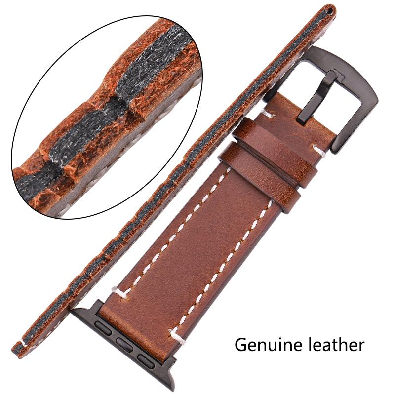 Watchband Genuine Leather Watchband For Apple Watch Band 44mm 45mm 40mm 41mm 42mm 38mm Strap Women Men Iwatch Series 7 6 5 4 Se Bracelet