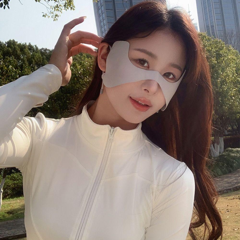 

Thin Ice Silk Sunscreen Mask Nylon Face Gini Mask Adjustable Summer Face Cover Hiking світло-рожевий колір