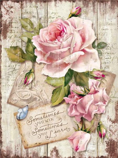 DIY Diamond Painting Flower Mosaic Diamond Rose 5D Painting Rhinestone Cross Stitch Black Red Wall Art