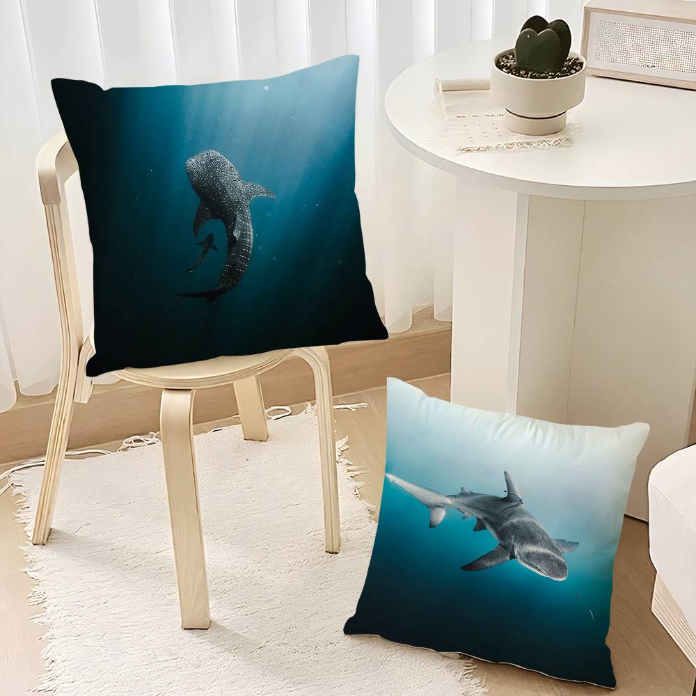 Blue Ocean Eagles Shark Angle Pillow Case Sofa Decorative Home Double-sided Printing Short Plush Cushion Pillow Cover Gift