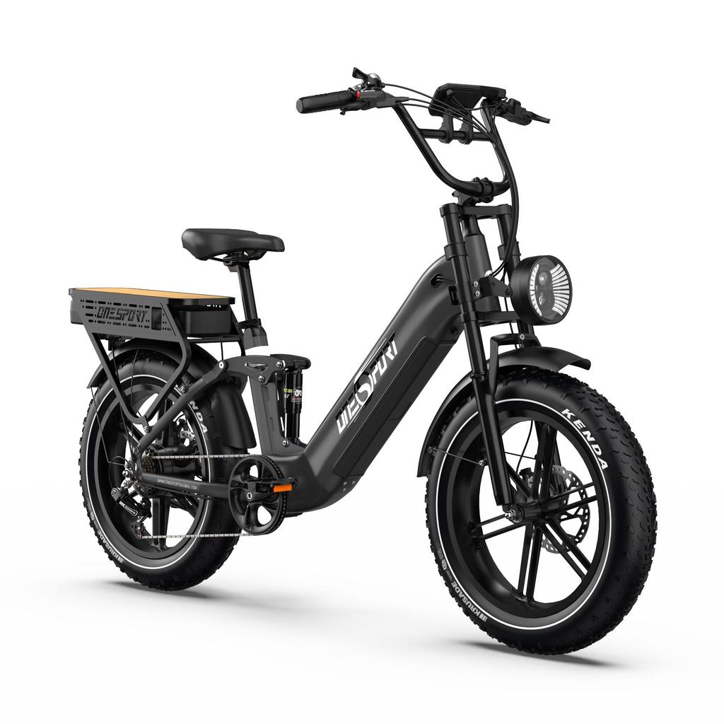 ONESPORT OT08 Pro 20'' Elektrofahrrad 500W Doppelbatterie 48V 36AH Vollfederung Step-Thru Fat Tire E-Bike