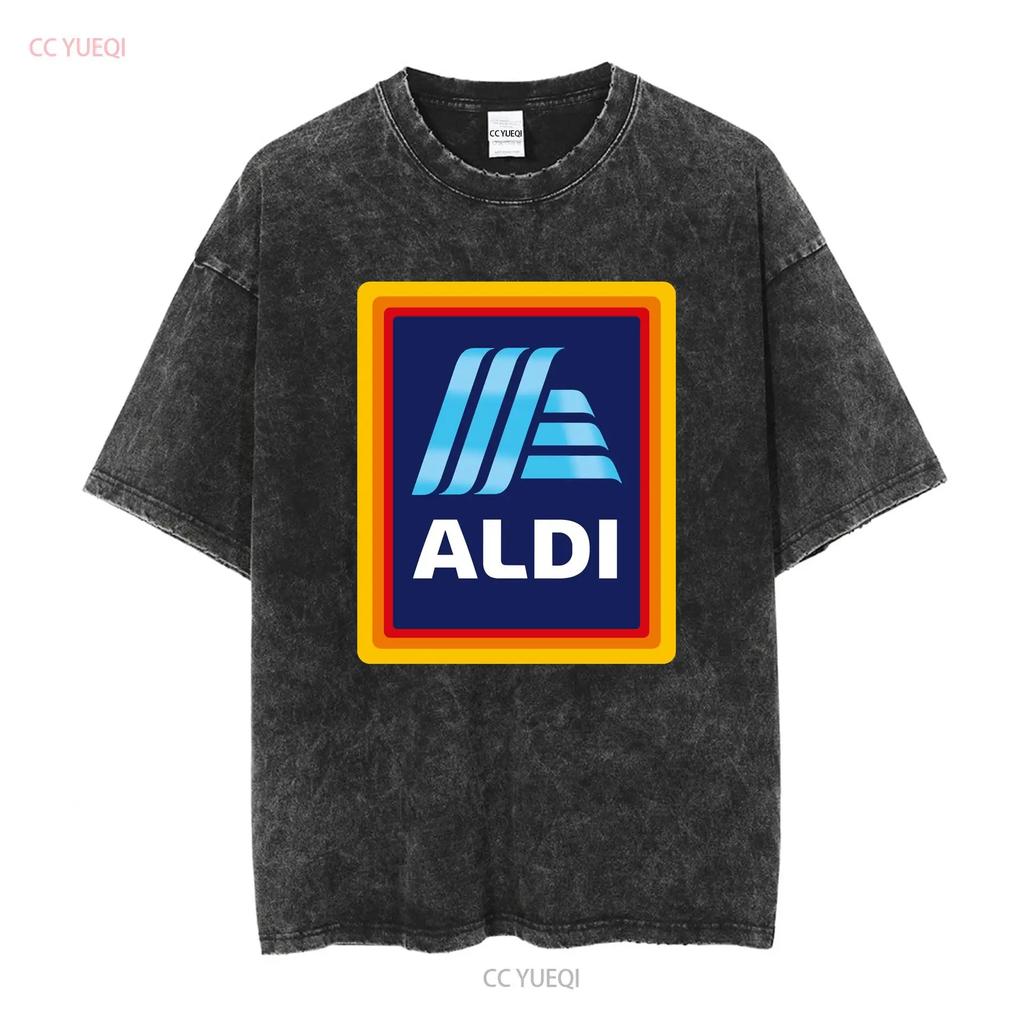 Neues ALDI Supermarkt Lebensmittelgeschäft Logo T-Shirt Lustig Größe S bis 5XL Vintage Gewaschene Mode Atmungsaktiv Stilvoll Lässig homme