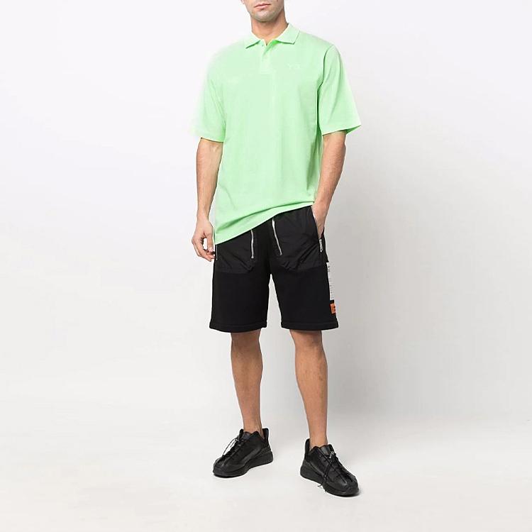 Y-3 SS22 Logo Print Cotton Solid Short Sleeve Polo Shirt Men Polo Shirts Green HG6222