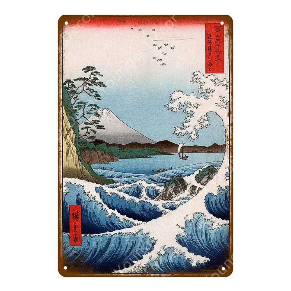 Metal Poster Japanese Ukiyo-e Retro Wall Art Vintage Home Bar Cafe Decor