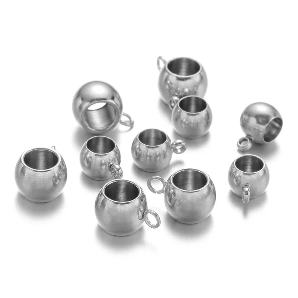 20pcs Stainless Steel Spacer Beads Pendant Charms Clasps Gold Color Bail Beads for DIY Jewelry Making Charms Bracelets 4mm Hole