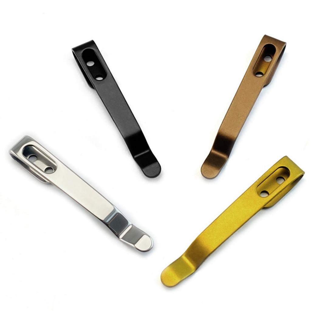Stainless Steel Back Clip for Pocket Knife Waist Clip Folding Knives Handle DIY Make Accessories Parts with 3pcs Screws