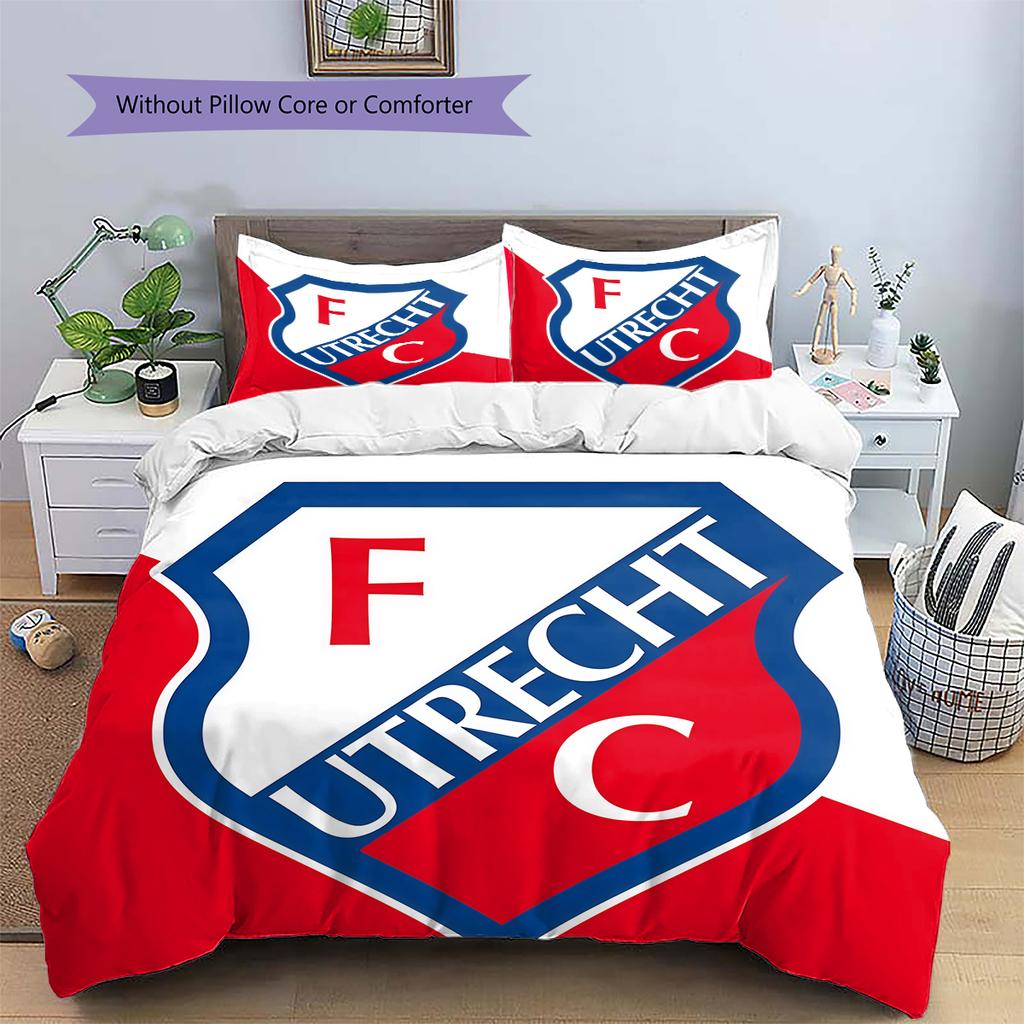 FC Utrecht Muster Bettwäsche Heimdekoration Geburtstagsgeschenk (1 Bettbezug + 2 Kissenbezüge, ohne Füllung)