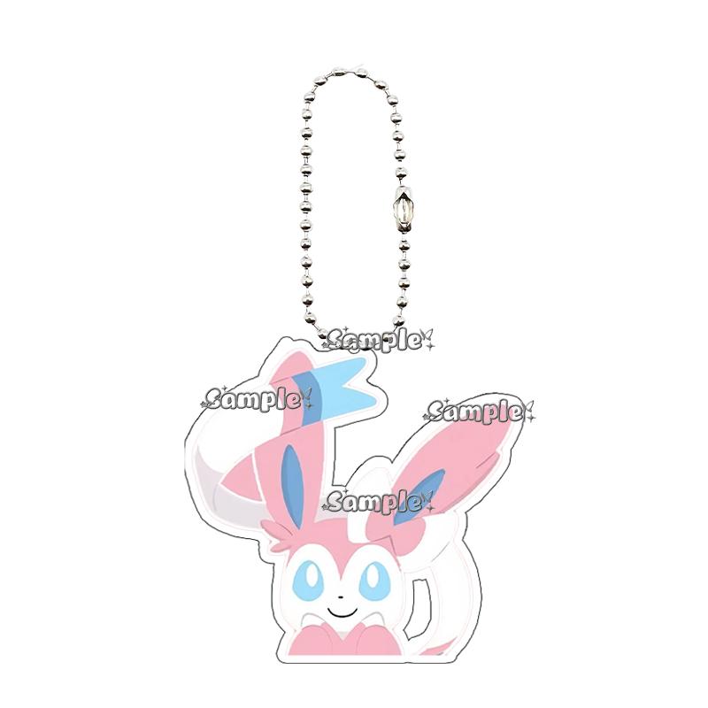 Kawaii Eevee Vaporeon Flareon Q Version Anime Characters Acrylic Keychain Umbreon Cartoon Ornaments Backpack Charm Accessories