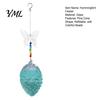 Glass Nectar Feeder for Garden Pine Cone Shape Hummingbird with Butterfly/Dragonfly Decor, Outdoor Hanging Small Mouth Bird Water Beads Chain