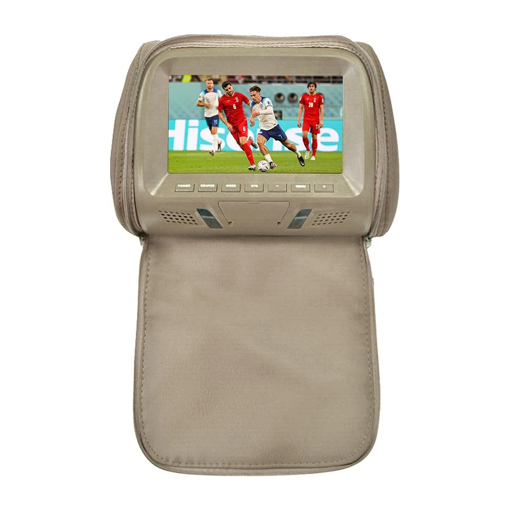 TOYOUSONIC Auto-Kopfstützenmonitor, universell, 7 Zoll, LED-Bildschirm, Multimedia-MP5-Player, Kissen, unterstützt USB/SD-Eingang, FM/Lautsprecher/Kamera