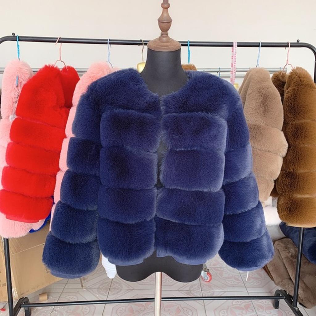 VAYLA Damen Mode Kunstpelzmantel Super Heiß Herbst Winter Damen Kurzer Kunstfuchs Pelz Flauschige Jacke Hohe Qualität 7XL Damen Pelzige Mäntel