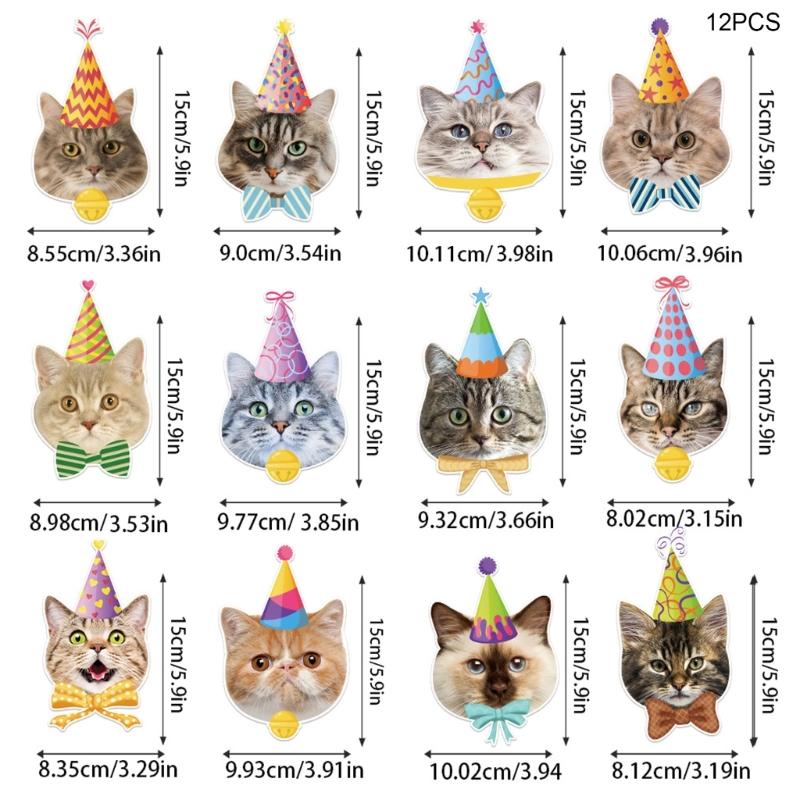 Set of 12 Kitten Swirls Ornament Ceiling Decoration Hanging Ornament for Animal Birthday Home Party Decoration