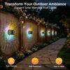 Solar Powered Decorative Outdoor Lantern Set of 2 Mandala Pattern Metal Frame Garden Patio Lighting with Integrated Solar Panel