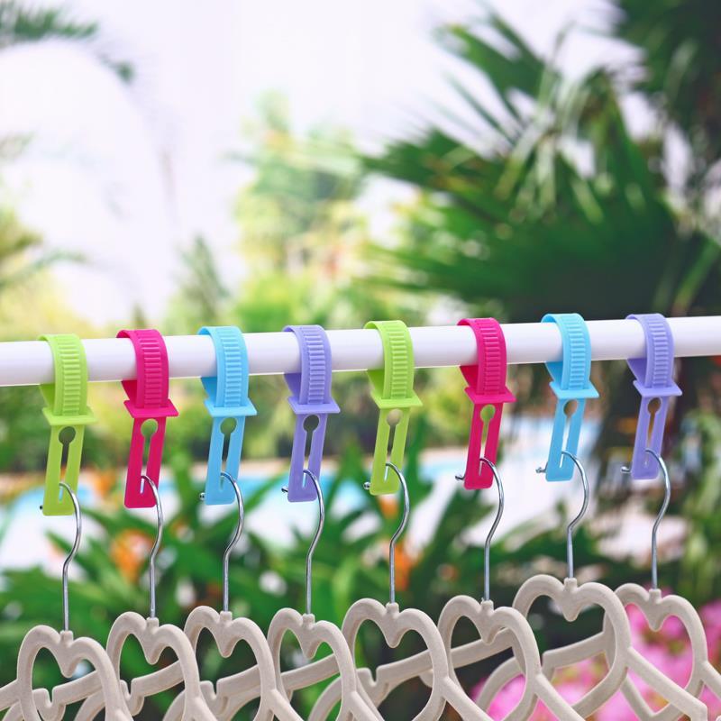 10pcs Clothesline Windproof Buckles Windproof Hook Drying Rack Fixed Buckles Windproof Hook Drying Rail Anti-Slip Snap Outdoor Removable