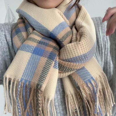 Women's Cashmere-like Plaid Scarf - Soft, Warm, and Perfect for Autumn/Winter