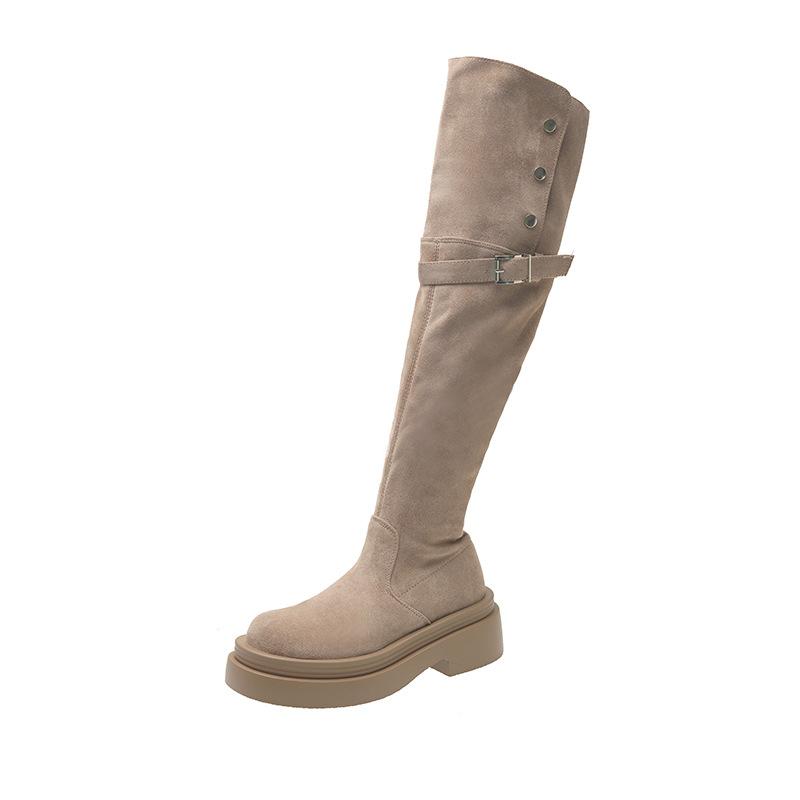 Knee boots Children's boots 2025 new autumn and winter two wear folded small thick-soled elastic high knight boots