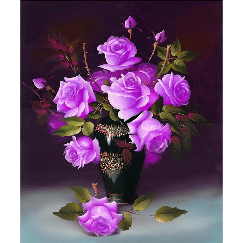 40*46cm 5D DIY Diamond Painting Rose Flower 3D Cross Stitch Diamond Embroidery Flores Embroidery Dia