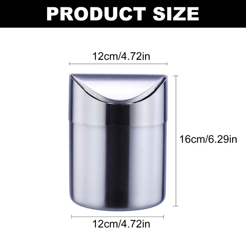 Modern Miniature Metal Desk Garbage Can Space Saving Design Nonslip Base Odor Control Waste Trash Bin For Workstations