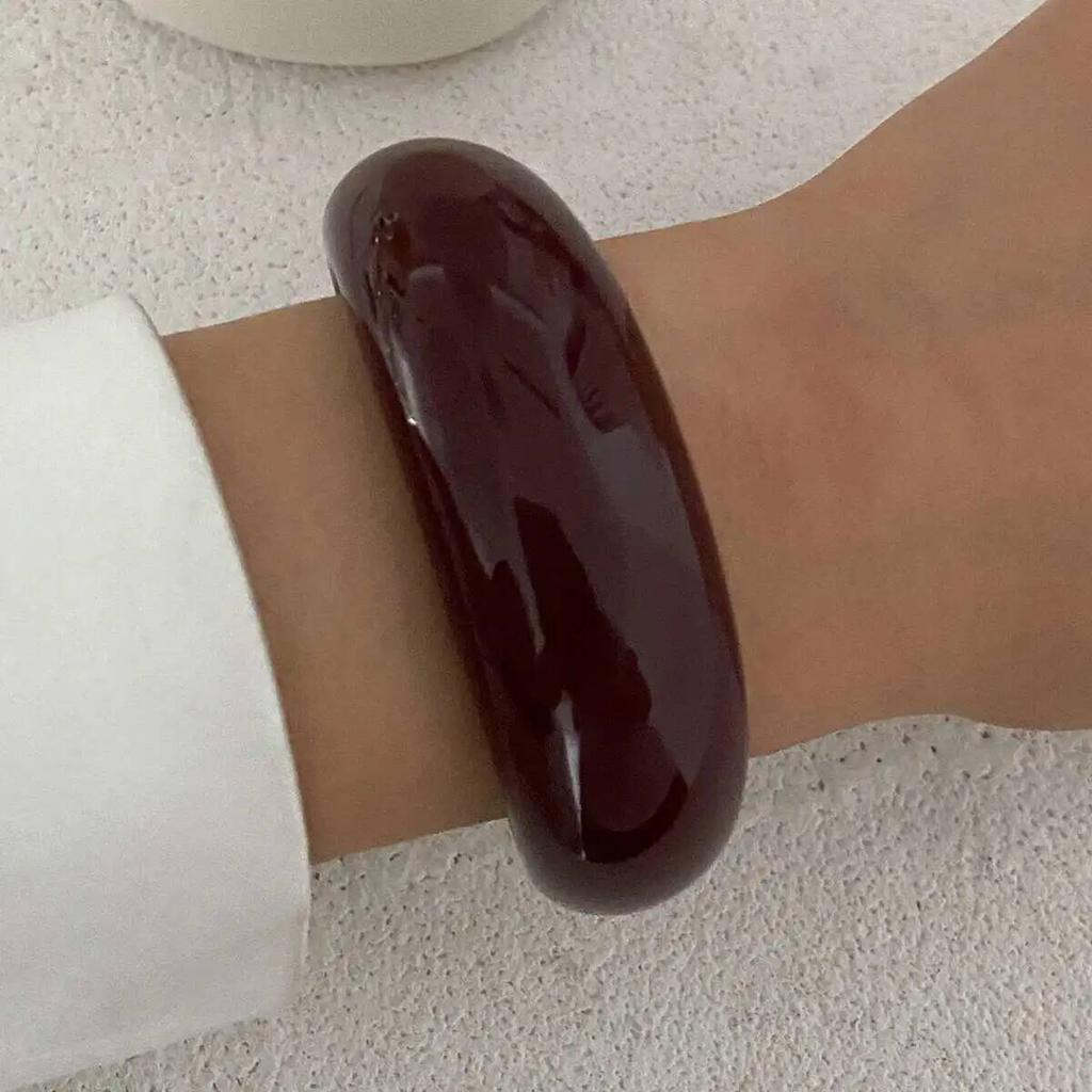 Ingemark Y2K Boho Thick Resin Acrylic Open Wide Bangles for Women New Trend Vintage Irregular Chunky Arm Bracelets Daily Jewelry