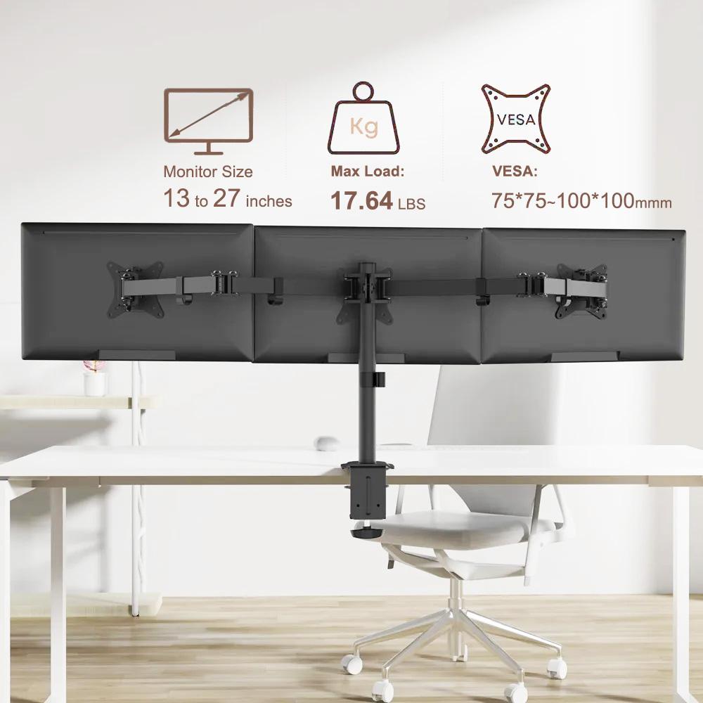 3 Monitor Desk Mount for Computer Screens Fits 13-27 inch, Holds up to 17 lbs,Triple Monitor Arm Heavy Duty Monitor Stand Swivel