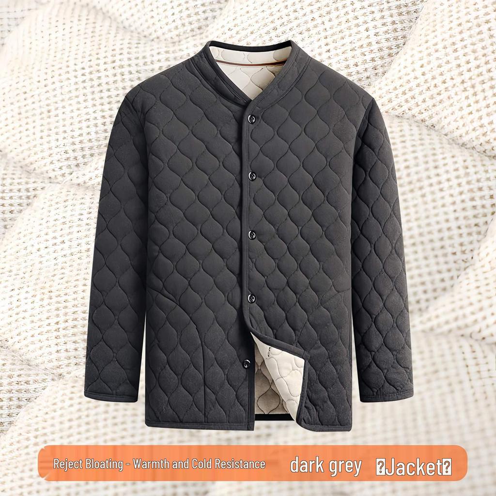 Men's Cozy Winter Underwear Set: Velvet-Lined Cardigan Jacket, Autumn Long Johns for Dad & Grandpa