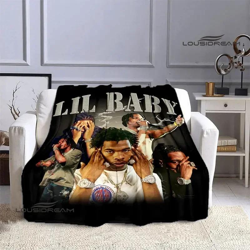 Hip -hop Singer Lil Baby Printing Blanket Picnic Blanket Warm Flannel Blankets Bed Linings Blankets for Beds Birthday Gift