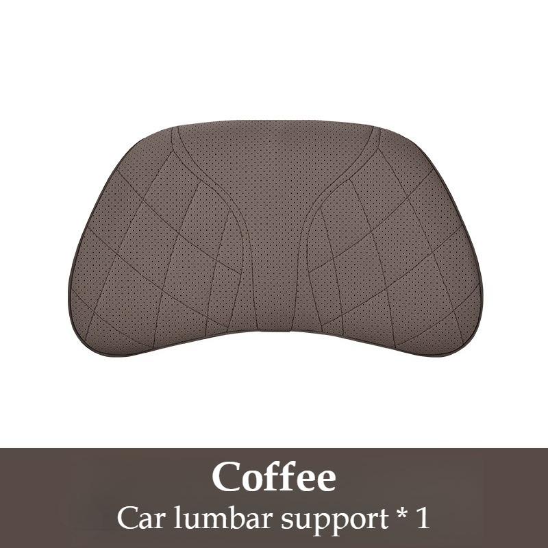Memory Foam Car Neck Pillow Waist Pillow Nappa Leather Car Headrest And Lumbar Set Seat Accessories Car Neck And Lumbar Support