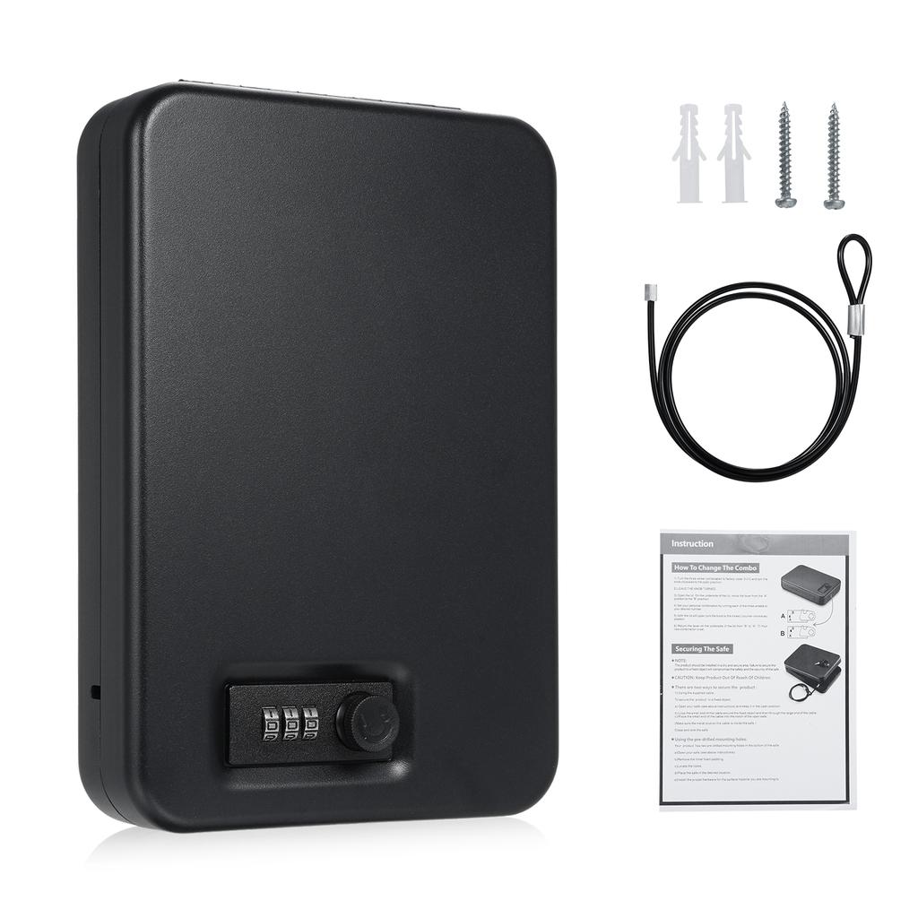 Small Safe Box Portable Travel Lock Storage Cabinet 3digit Password Case with Security 3Ft Steel